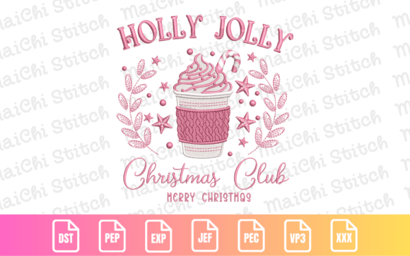 Pink Holiday Drink Embroidery